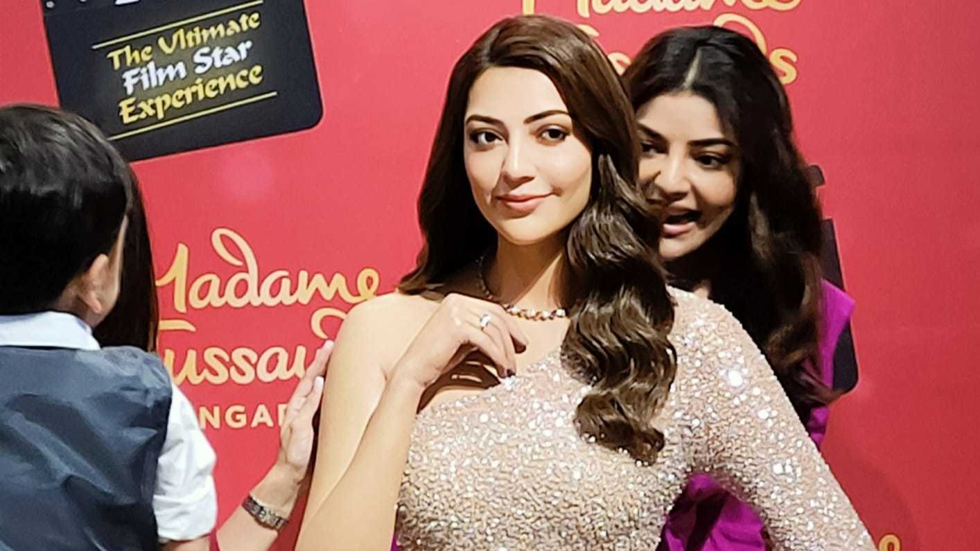 In Pics: Indian actress Kajal Aggarwal’s ‘Peekaboo’ at wax statue unveiling at Madam Tussauds Singapore