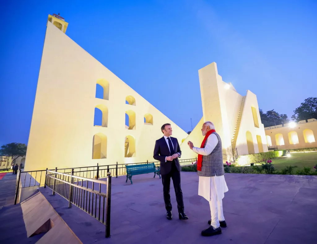 Macron and Modi in Jaipur