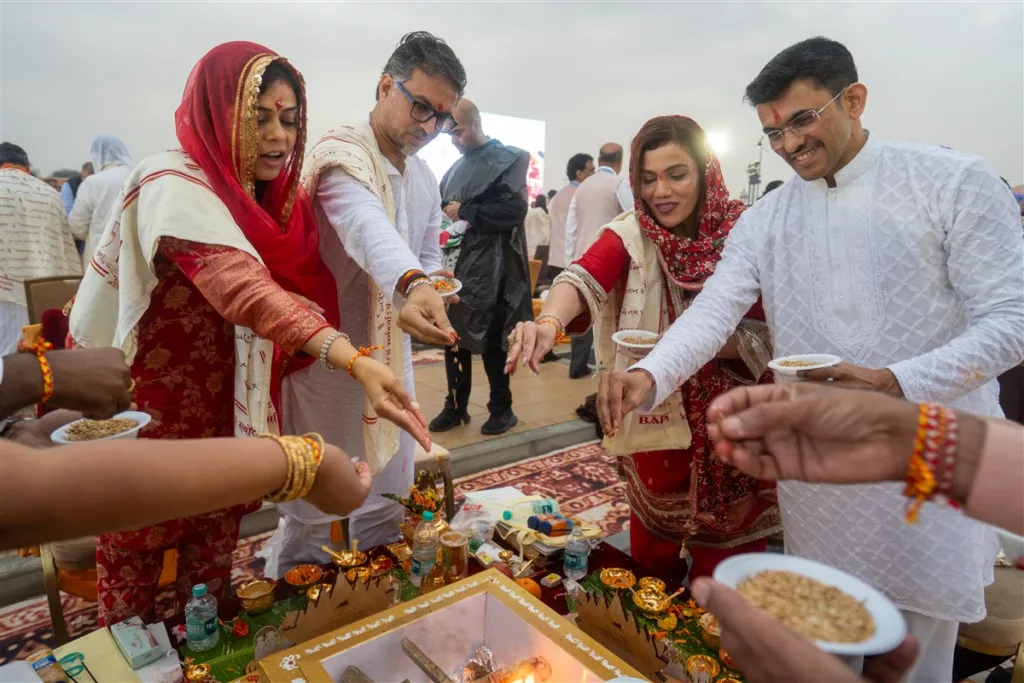 Prayers for peace outside BAPS temple Abu Dhabi