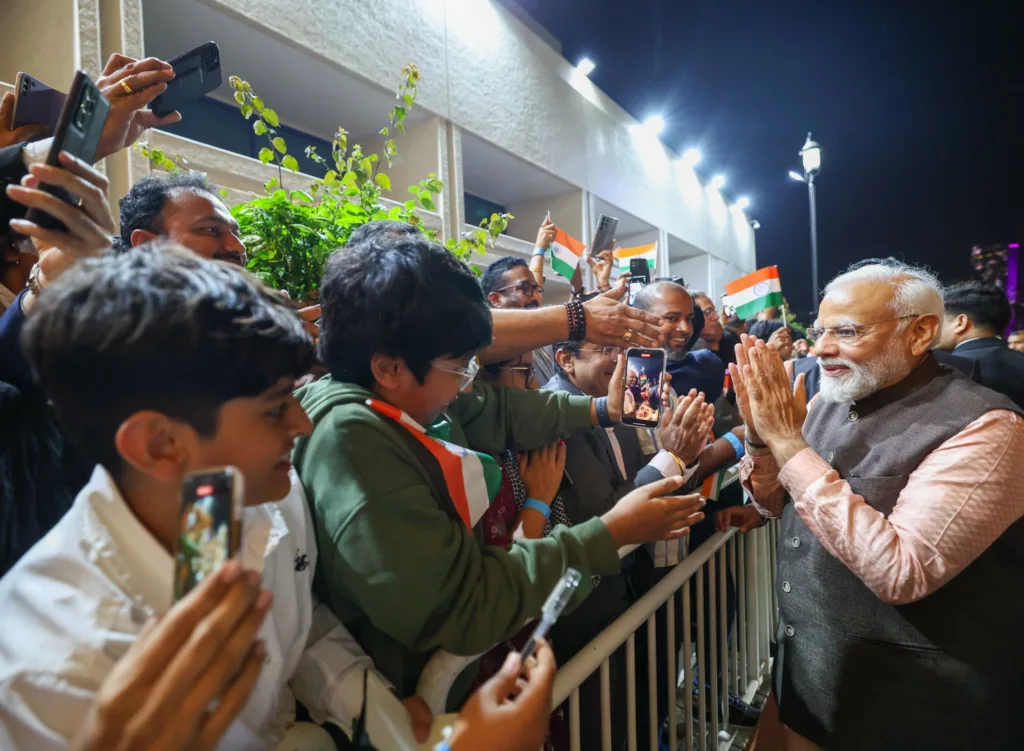 Indian children in Doha greet Modi