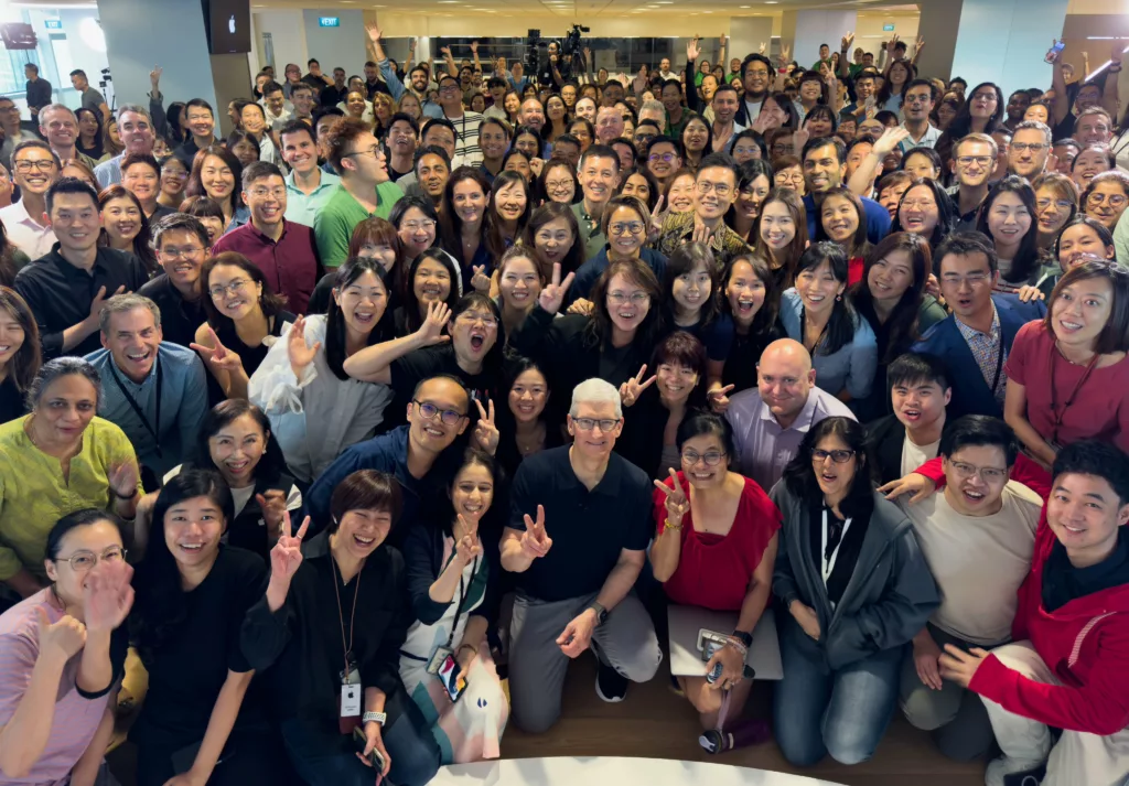 Tim Cook with the team in Singapore