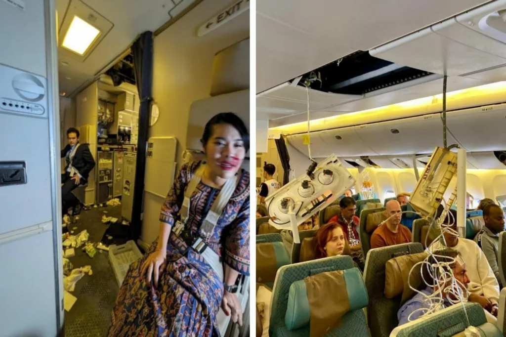 Singapore Airlines SQ321 on-board scene after extreme turbulence