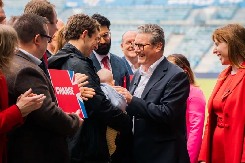 UK Opposition leader Keir Starmer with Labour voters