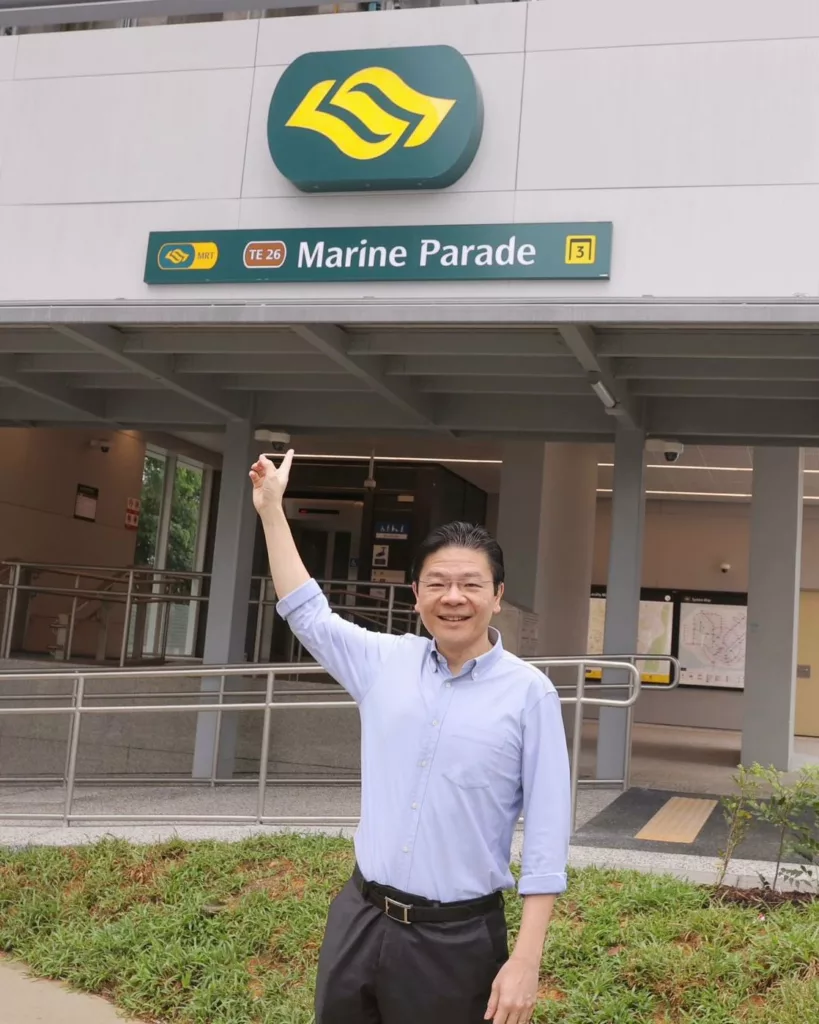 Singapore PM Lawrence Wong at the Marine Parade station