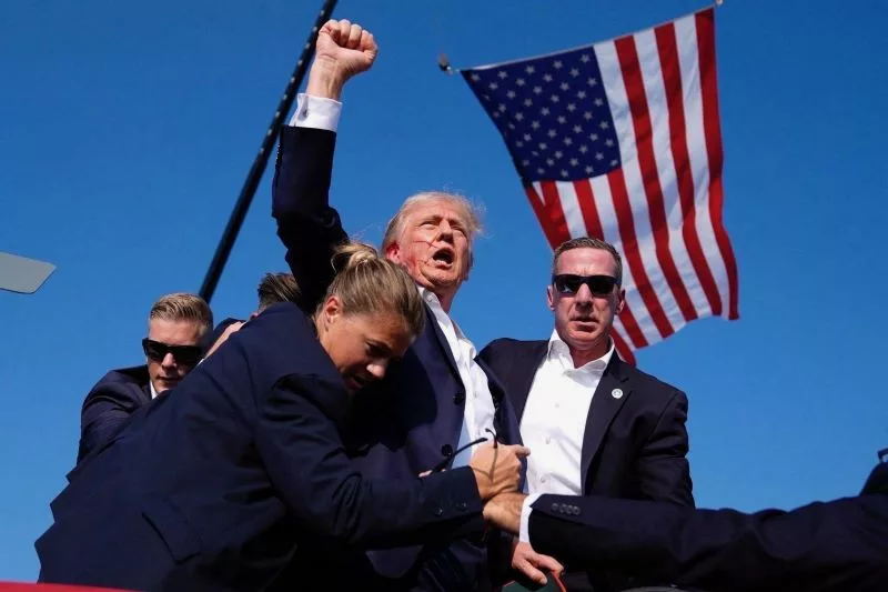 Donald Trump after being shot