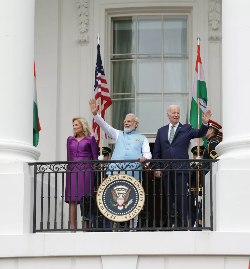 PM Narendra Modi with President Joe Biden and First Lady Jill Biden