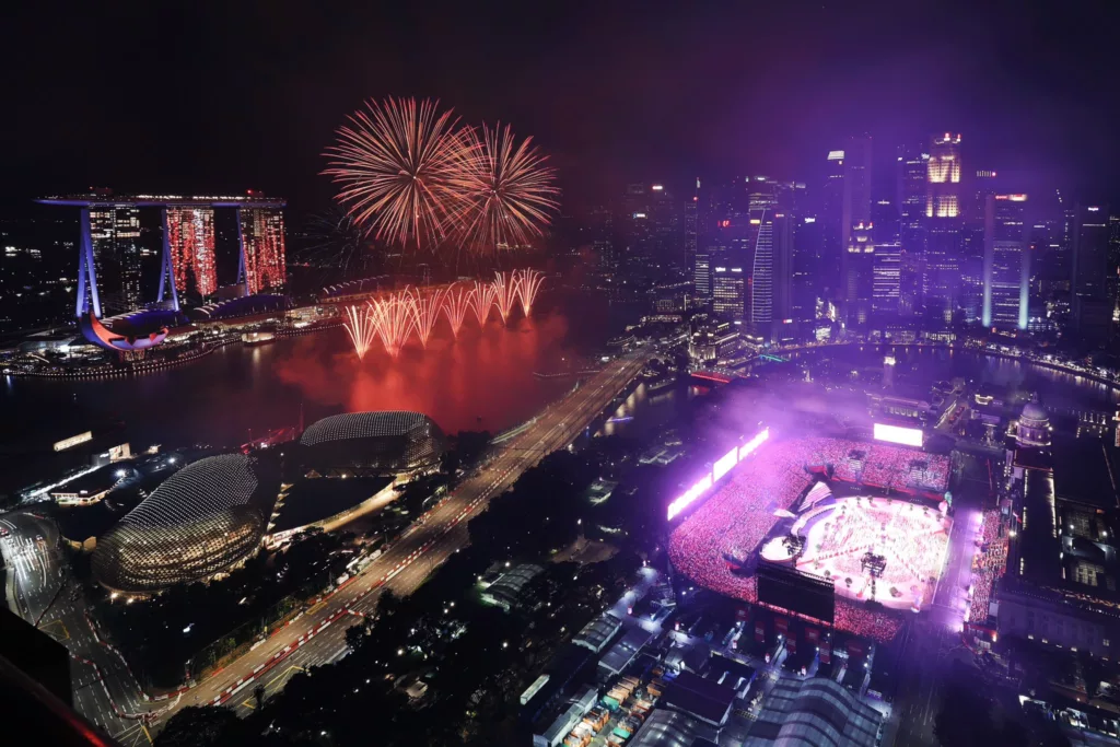 Fireworks at the Singapore National Day Parade 2024