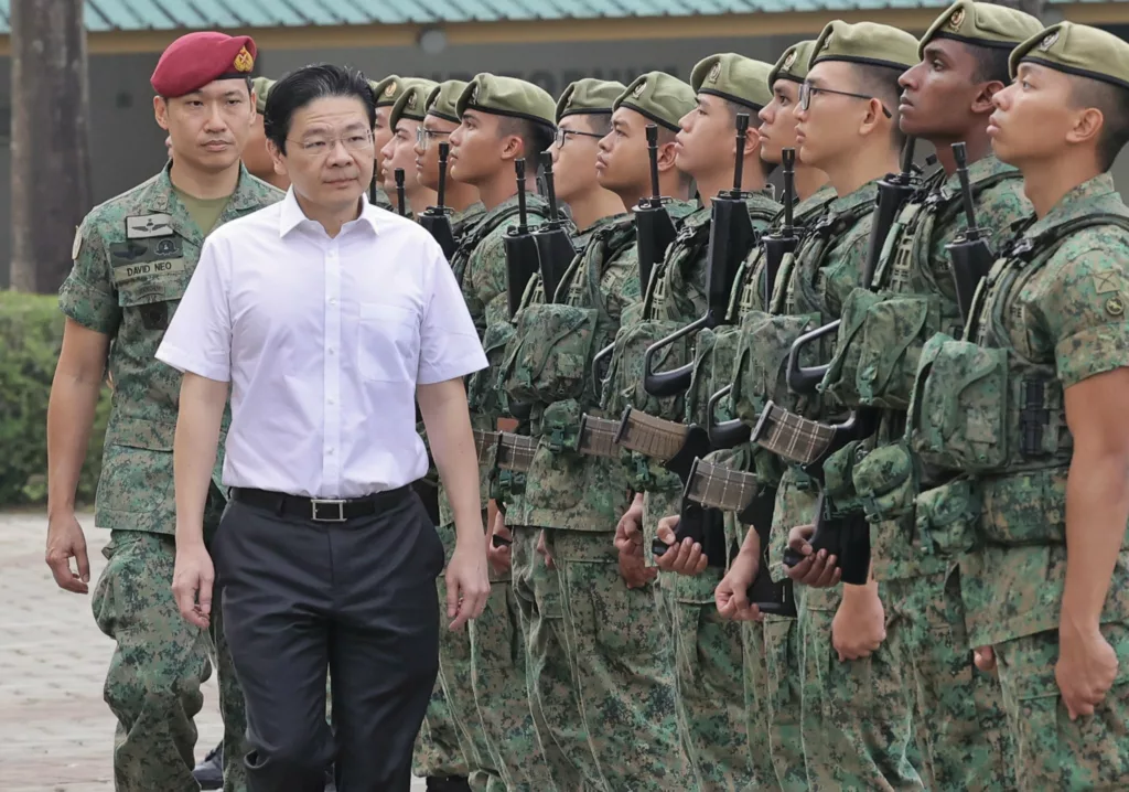 Singapore PM Lawrence Wong welcomed at the Pulau Tekong BMTC