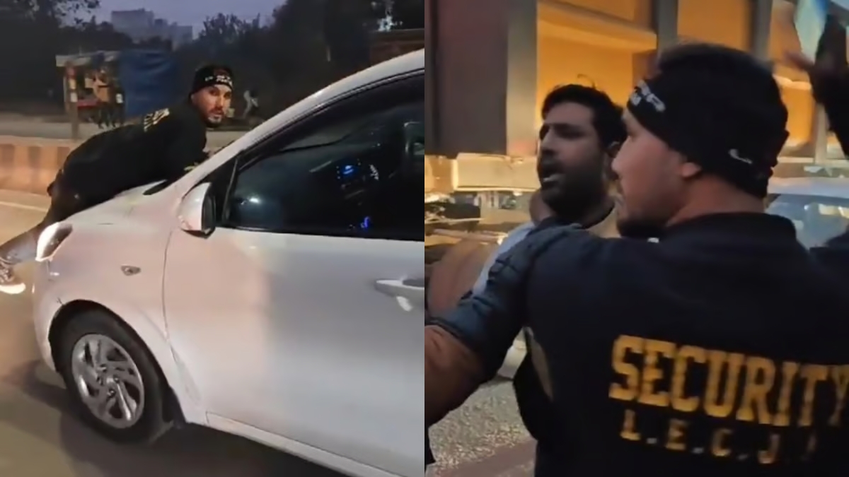 WATCH: Man speeds car with security guard hanging on bonnet in northern India