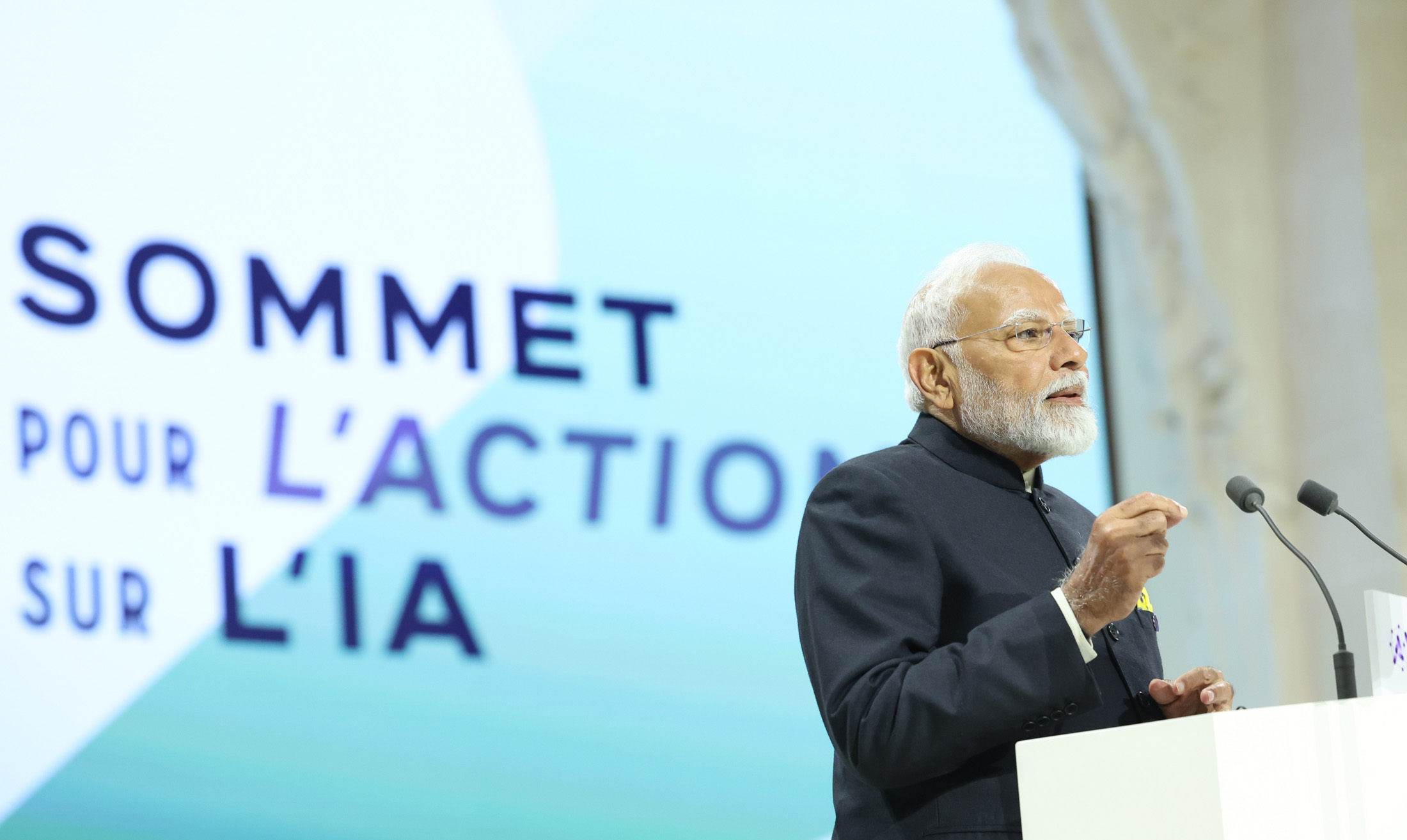 Narendra Modi attending AI Action Summit in Paris.