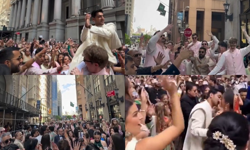 Wall Street wedding parade