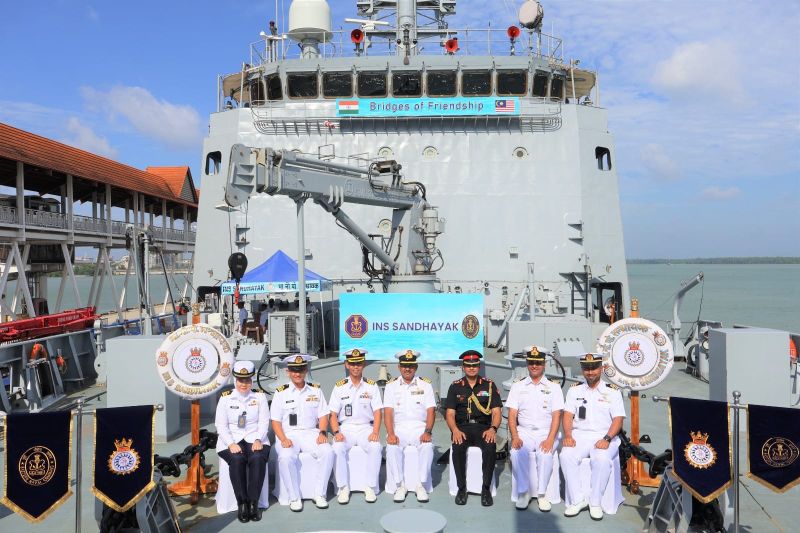 Indian Navy's indigenously designed and constructed Survey Vessel Large (SVL) INS Sandhayak made her maiden port call at Port Klang