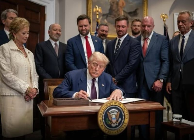 US President Donald Trump on Thursday signed an executive order imposing reciprocal tariffs ranging from 10 percent to 41 percent on 70 nations