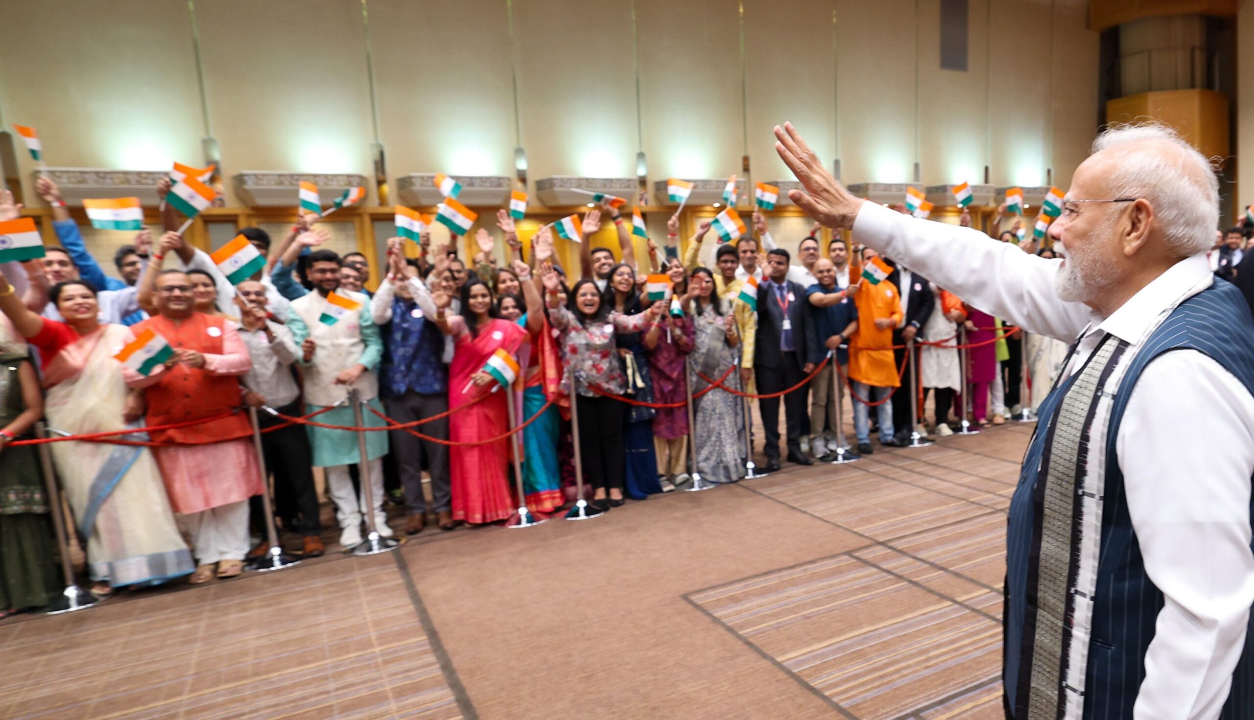 A group of Japanese artists joined the Indian community members in welcoming PM Narendra Modi to Tokyo on Friday