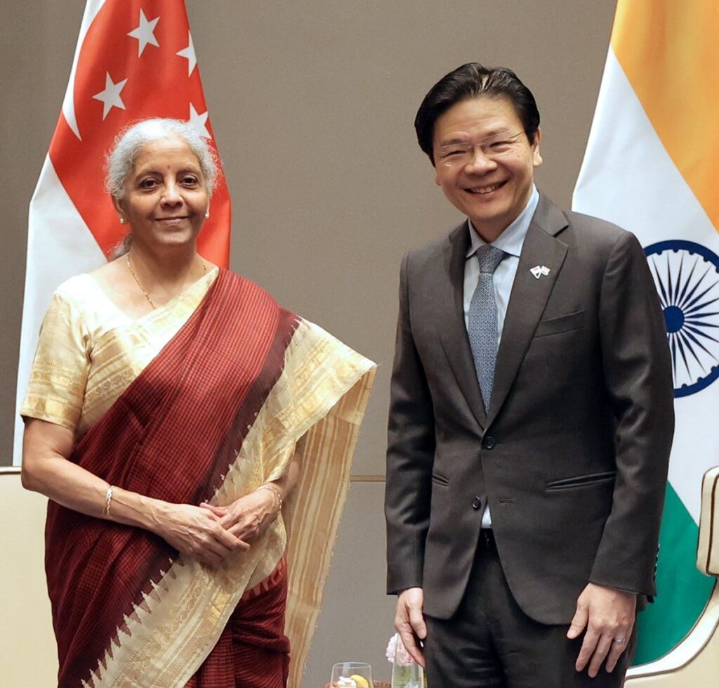 Singapore PM Lawrence Wong with Union Finance Minister Nirmala Sitharaman